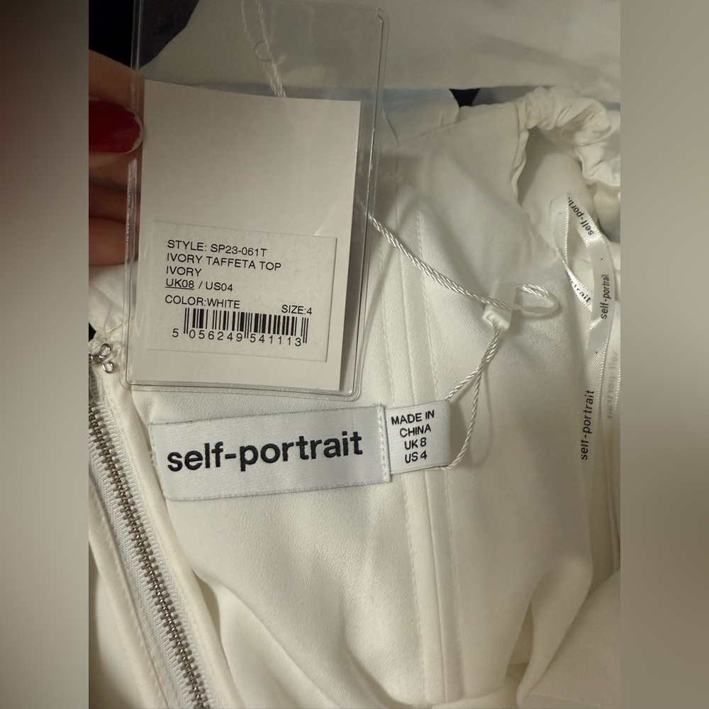 Self-Portrait Ivory Taffeta Top, size US 4 , UK 8, brand new with tag - Picture 7 of 9